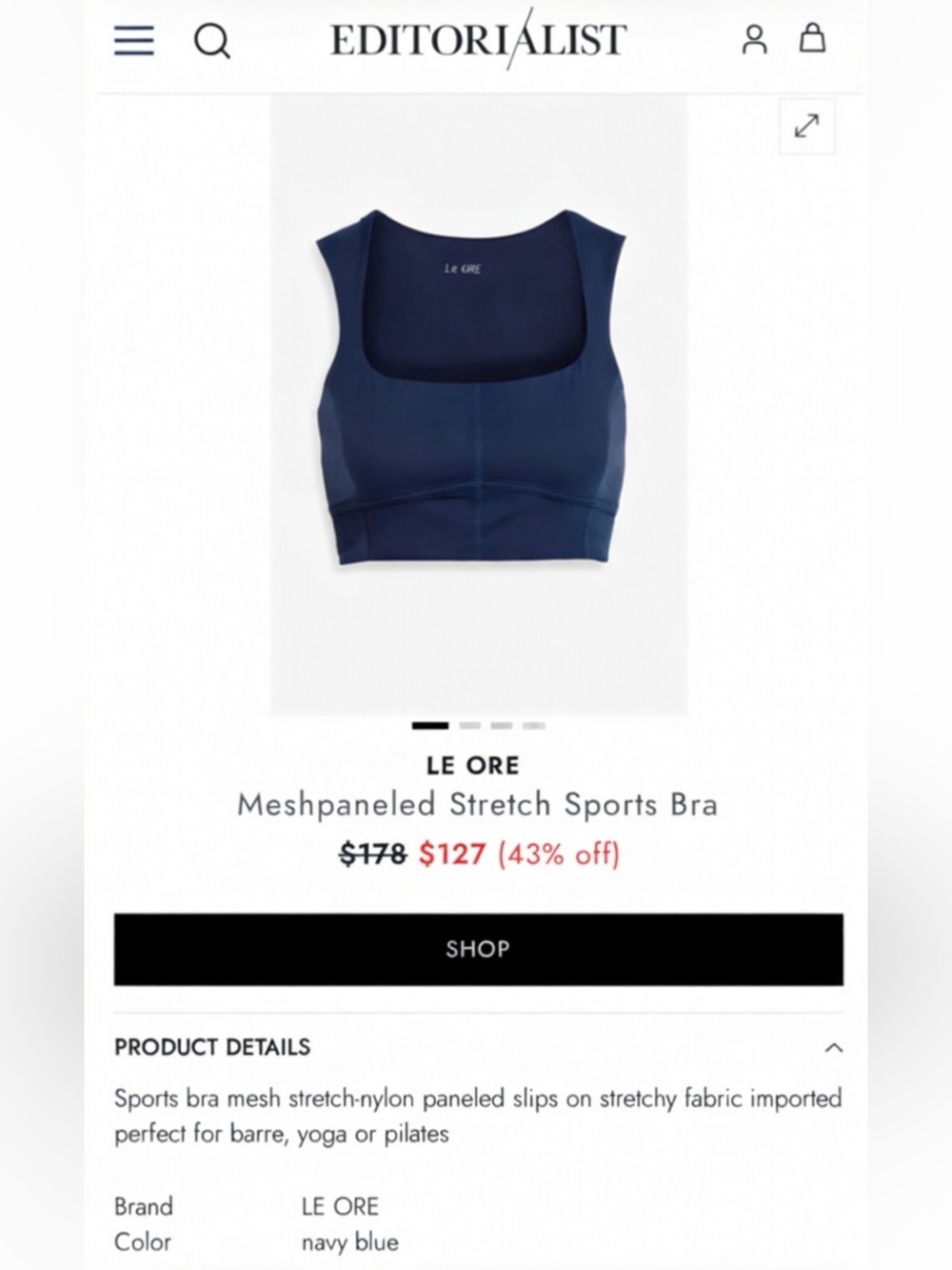 Le Ore Mesh Paneled Sports bra